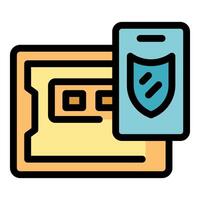 Secure credit card with protection shield, ensuring online transaction safety vector