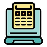 Laptop showing spreadsheet document with data and statistics vector