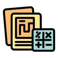 Financial report with charts and basic math operations icons vector