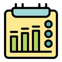 Calendar showing growing bar chart and data points for business analysis vector