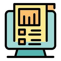 Computer monitor displaying statistical charts and data analysis vector
