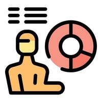 Businessman analyzing data with chart and checklist icon vector