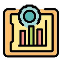 Gear rotating above growing bar graph symbolizing process optimization vector