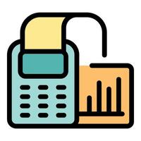 Pos terminal printing sales chart, modern payment technology vector