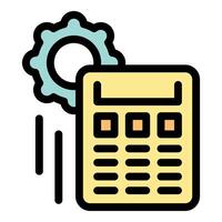 Gear working with calculator representing automated calculation process vector