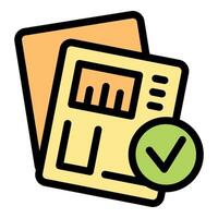 Documents with charts and check mark showing approval vector