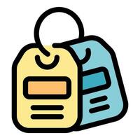 Two rectangular tags with rounded corners hanging together vector