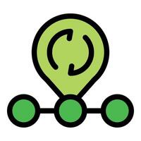 Green recycling location pin showing eco friendly practices and sustainable initiatives vector