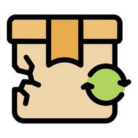 Damaged cardboard box with recycling symbol emphasizing eco friendly packaging and returns vector