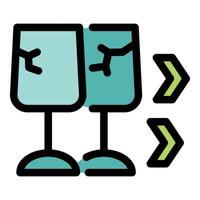 Broken wine glasses being thrown away, recycling and waste management concept vector
