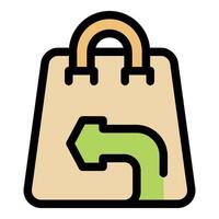Return policy, shopping bag with return arrow sign vector
