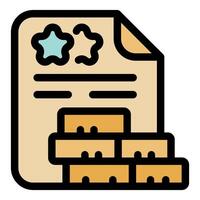 Product quality certification document with star ratings and boxes vector