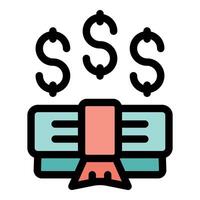 Stack of money increasing with dollar symbols floating above, signifying wealth growth vector