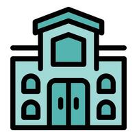 Modern building with double door and small windows displaying urban architecture vector