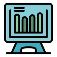 Monitor displaying growing bar chart representing increasing financial success vector