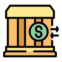 Bank money depositing or withdrawal with coin and arrows representing transaction vector