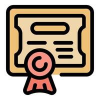 Diploma with red ribbon representing graduation and achievement vector