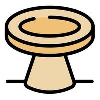 Round coffee table standing on one leg with a wide top surface vector