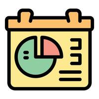 Calendar showing pie chart representing financial reporting and business data analysis vector