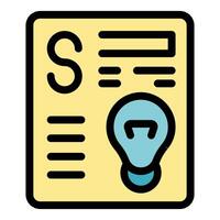 Crowdfunding campaign document with light bulb icon symbolizing innovative startup project vector