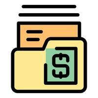 Folder containing financial documents and dollar symbol representing secure storage of financial information vector