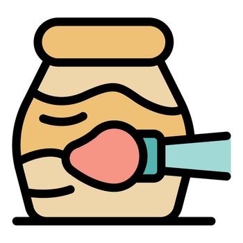 Restorer applying protective varnish on ancient jar with brush vector