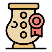 Clay vase exhibiting quality craftsmanship with award ribbon vector