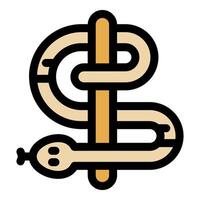 Snake wrapping around rod icon, reptile and stick symbol vector