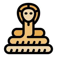 Cobra snake showing hood, crawling serpent coiled on basket vector