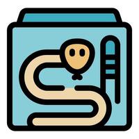 Kid pool with inflatable snake floating and ladder in aqua park vector