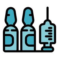 Syringe and ampoules preparing a vaccine dose for injection vector