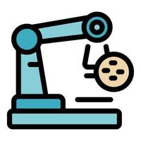 Robotic arm picking microchip in modern factory production line vector