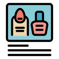 Nail polish and finger on manicure tutorial website page vector