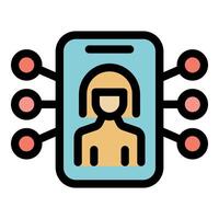 Woman on smartphone screen connecting to multiple networks vector