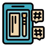 Smartphone showing hashtags and payment method for online shopping vector