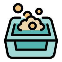 Cat litter box with clumping sand and bubbles forming vector