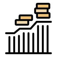 Growing stack of coins over increasing bar graph representing investment growth vector