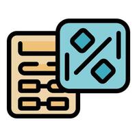 Percentage calculation app showing discount rate over shopping list vector