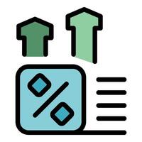 Percentage increasing with upward arrow, interest rate growth and financial success vector
