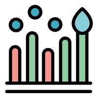 Growing bar chart with water drop showing increasing performance vector