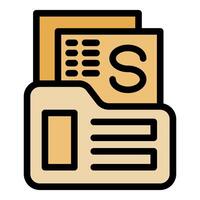 Folder storing spreadsheet files with data and charts representing sales performance vector
