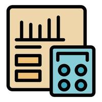 Business calculator calculating growth chart on document vector