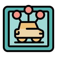 Autonomous car tracking system displaying location on digital interface vector