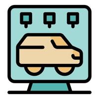 Computer displaying a delivery van and tracking system icons, online delivery tracking system vector