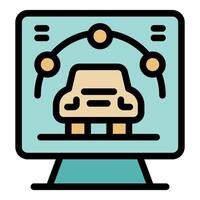 Computer screen showing self driving car technology with sensor points vector