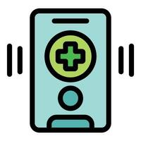 Smartphone sending medical emergency alert signal with vibrating display vector