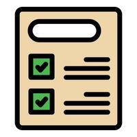 Completing checklist on document with check marks and text boxes vector