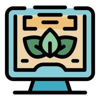 Online ecology learning resources promoting environmental awareness on computer screen vector