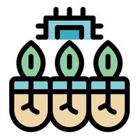 Smart farm providing optimal growing conditions for seedlings with sensor and water system vector