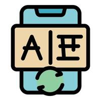 Smartphone showing auto translate function with rotating loading icon vector